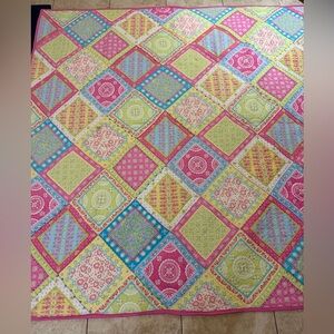 Pottery Barn Kids Lexi Twin Quilted Comforter Floral and Paisley Patterns 85x84”